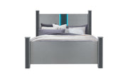 Logan Silver Queen Bed Group W/ Led And Speakers - LOGAN-SILVER-QBG W/LED & SPEAKERS
