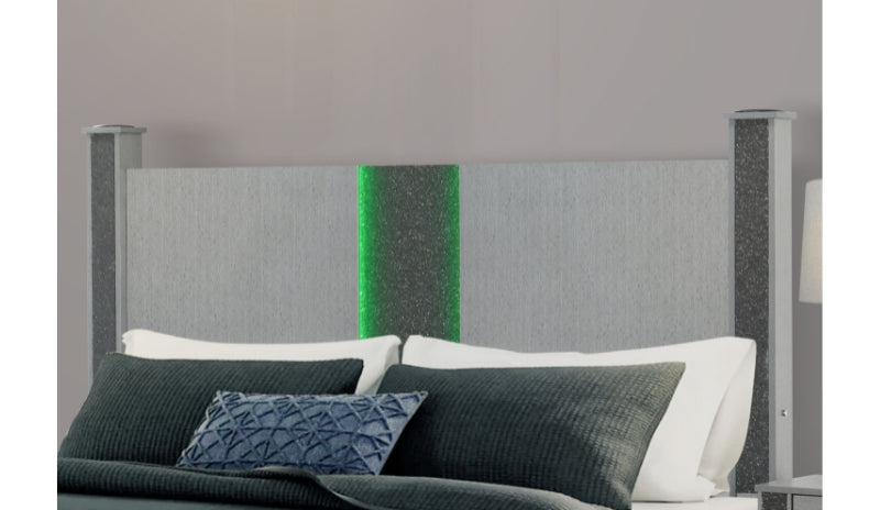 Logan Silver King Bed Group W/ Led And Speakers - LOGAN-SILVER-KBG W/LED & SPEAKERS