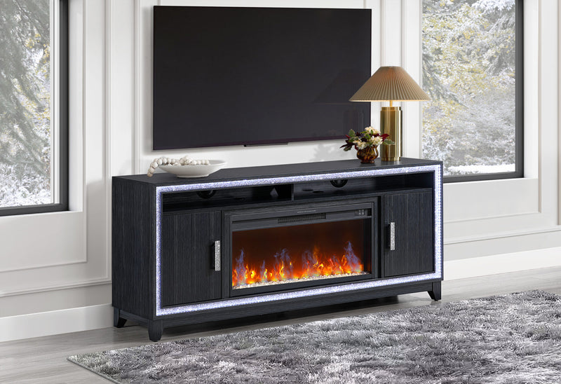Lily Dark Grey Ent Unit 72 Inch W/ Led, Speakers, Crystal Inserts - LILY-DARK GREY-EU 72 W/LED & SPKR
