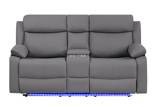 U6026 Grey Pu 46A Console Reclining Loveseat With Led And Speaker - U6026-GREY PU 46A-CRLS W/ LED & SPKR