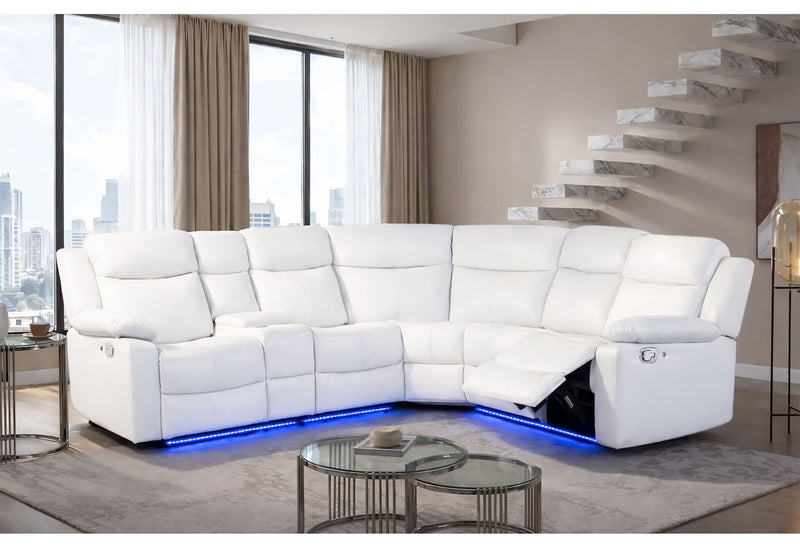 U6026 Blanche White Right Side Facing Sectional With Led And Speaker - U6026-BLANCHE WHITE-RAF SECTIONAL W/LED&SPKR