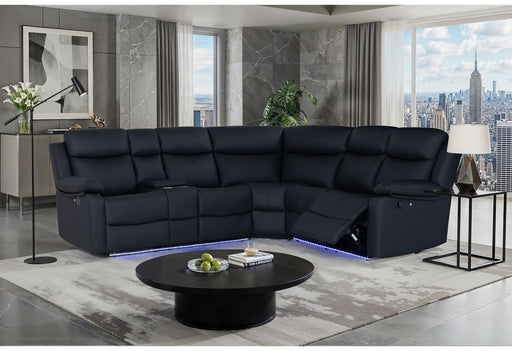 U6026 Black Pu 72A Right Arm Facing Sectional With Led And Speaker - U6026-BLACK PU 72A-RAF SECTIONAL W/LED & SPKR