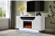 Aileen White 66″ Ent Unit W/Led, Speakers, Crystal And Pop-Up Doors - AILEEN-WHT-EU 66 W/LED & SPKR