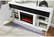 Aileen White 66″ Ent Unit W/Led, Speakers, Crystal And Pop-Up Doors - AILEEN-WHT-EU 66 W/LED & SPKR