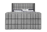 Isabella Grey King Bed W/Led, Tv Lift, Speaker And Fireplace - ISABELLA-GREY-KB W/LED TV LIFT SPKR & FPLC