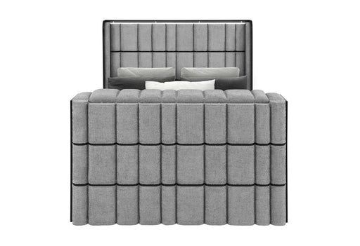 Isabella Grey Queen Bed W/Led, Tv Lift, Speaker And Fireplace - ISABELLA-GREY-QB W/LED TV LIFT SPKR & FPLC