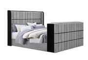 Isabella Grey King Bed W/Led, Tv Lift, Speaker And Fireplace - ISABELLA-GREY-KB W/LED TV LIFT SPKR & FPLC
