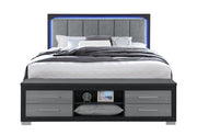 Emma Black/Grey King Bed With Led And Usb - EMMA-BLACK/GREY-KB W/ LED & USB