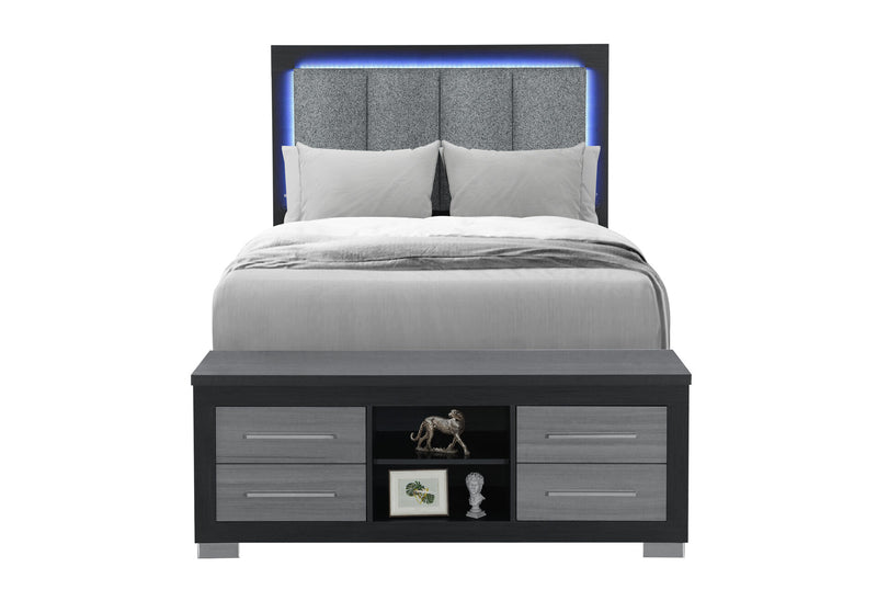Emma Black/Grey Full Bed With Led And Usb - EMMA-BLACK/GREY-FB W/ LED & USB