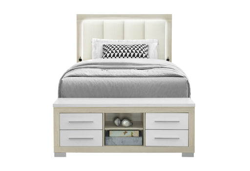 Emma Natural/White Full Bed With Led And Usb - EMMA-NATURAL/WHITE-FB W/ LED & USB