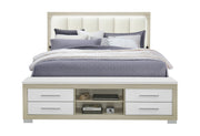 Emma Natural/White King Bed With Led And Usb - EMMA-NATURAL/WHITE-KB W/ LED & USB