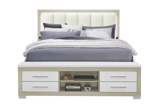 Emma Natural/White King Bed With Led And Usb - EMMA-NATURAL/WHITE-KB W/ LED & USB