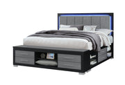Emma Black/Grey King Bed With Led And Usb - EMMA-BLACK/GREY-KB W/ LED & USB
