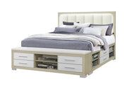 Emma Natural/White King Bed With Led And Usb - EMMA-NATURAL/WHITE-KB W/ LED & USB