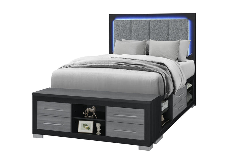 Emma Black/Grey Full Bed With Led And Usb - EMMA-BLACK/GREY-FB W/ LED & USB