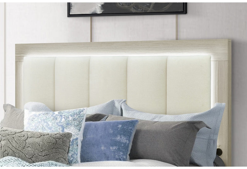 Emma Natural/White Full Bed With Led And Usb - EMMA-NATURAL/WHITE-FB W/ LED & USB