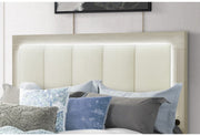 Emma Natural/White King Bed With Led And Usb - EMMA-NATURAL/WHITE-KB W/ LED & USB