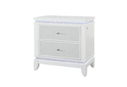 Alina White Nightstand With Led And Usb - ALINA-WHITE-NS W/ LED+USB-N