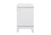 Alina White Nightstand With Led And Usb - ALINA-WHITE-NS W/ LED+USB-N