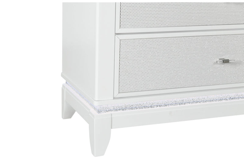 Alina White Nightstand With Led And Usb - ALINA-WHITE-NS W/ LED+USB-N