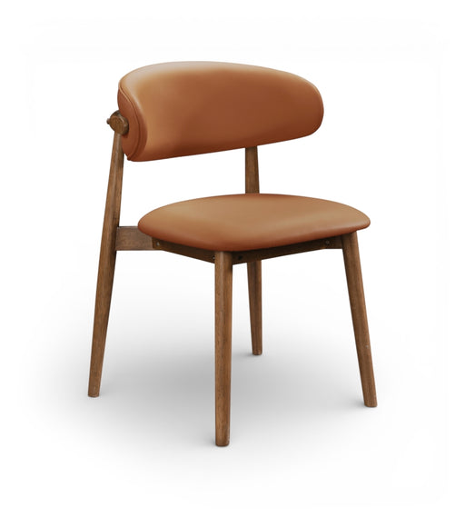 Leesa Vegan Leather Upholstered Dining Chair in Cognac, Set of 2 - 88034Cognac-C