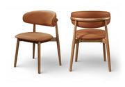 Leesa Vegan Leather Upholstered Dining Chair in Cognac, Set of 2 - 88034Cognac-C