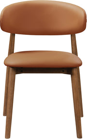 Leesa Vegan Leather Upholstered Dining Chair in Cognac, Set of 2 - 88034Cognac-C