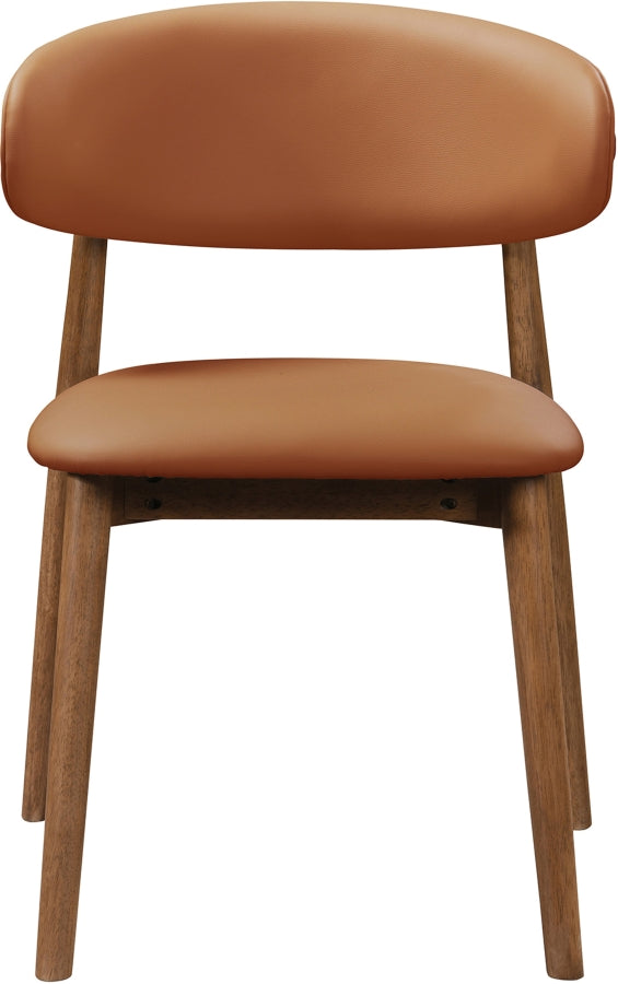 Leesa Vegan Leather Upholstered Dining Chair in Cognac, Set of 2 - 88034Cognac-C