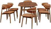 Leesa Vegan Leather Upholstered Dining Chair in Cognac, Set of 2 - 88034Cognac-C