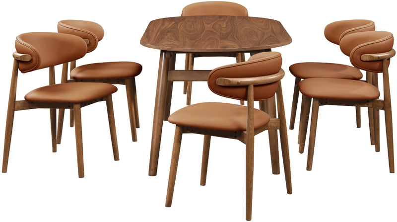 Leesa Vegan Leather Upholstered Dining Chair in Cognac, Set of 2 - 88034Cognac-C