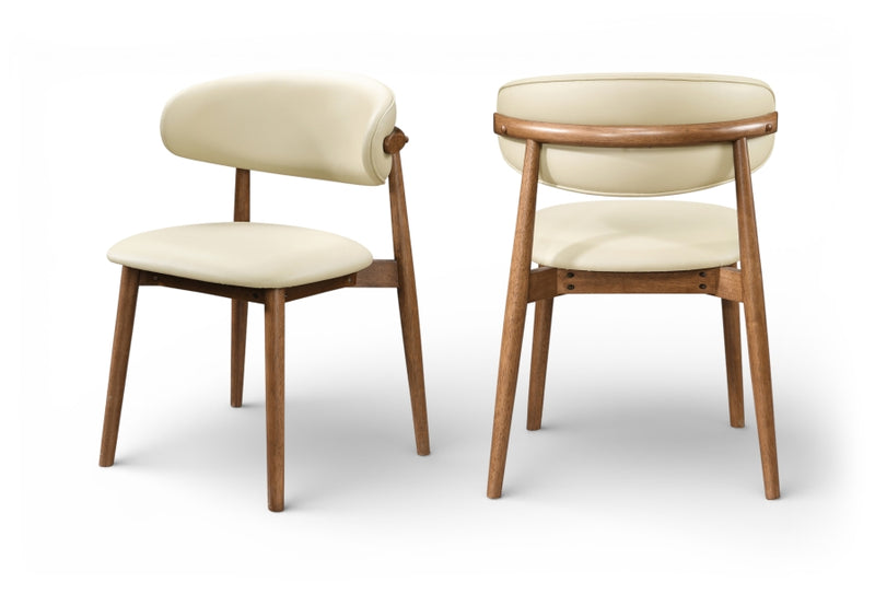 Leesa Vegan Leather Upholstered Dining Chair in Cream, Set of 2 - 88034Cream-C