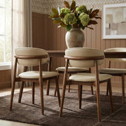 Leesa Vegan Leather Upholstered Dining Chair in Cream, Set of 2 - 88034Cream-C