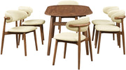 Leesa Vegan Leather Upholstered Dining Chair in Cream, Set of 2 - 88034Cream-C