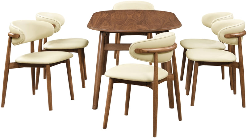 Leesa Vegan Leather Upholstered Dining Chair in Cream, Set of 2 - 88034Cream-C