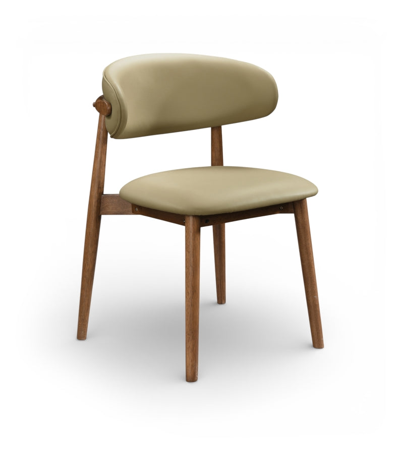 Leesa Vegan Leather Upholstered Dining Chair in Khaki, Set of 2 - 88034Khaki-C