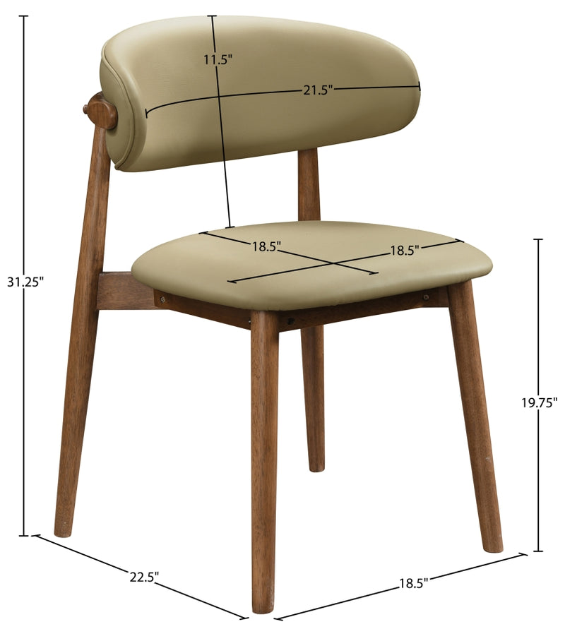 Leesa Vegan Leather Upholstered Dining Chair in Khaki, Set of 2 - 88034Khaki-C