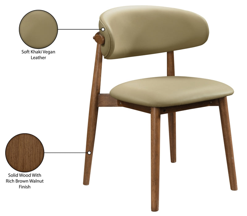 Leesa Vegan Leather Upholstered Dining Chair in Khaki, Set of 2 - 88034Khaki-C