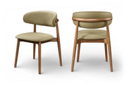 Leesa Vegan Leather Upholstered Dining Chair in Khaki, Set of 2 - 88034Khaki-C
