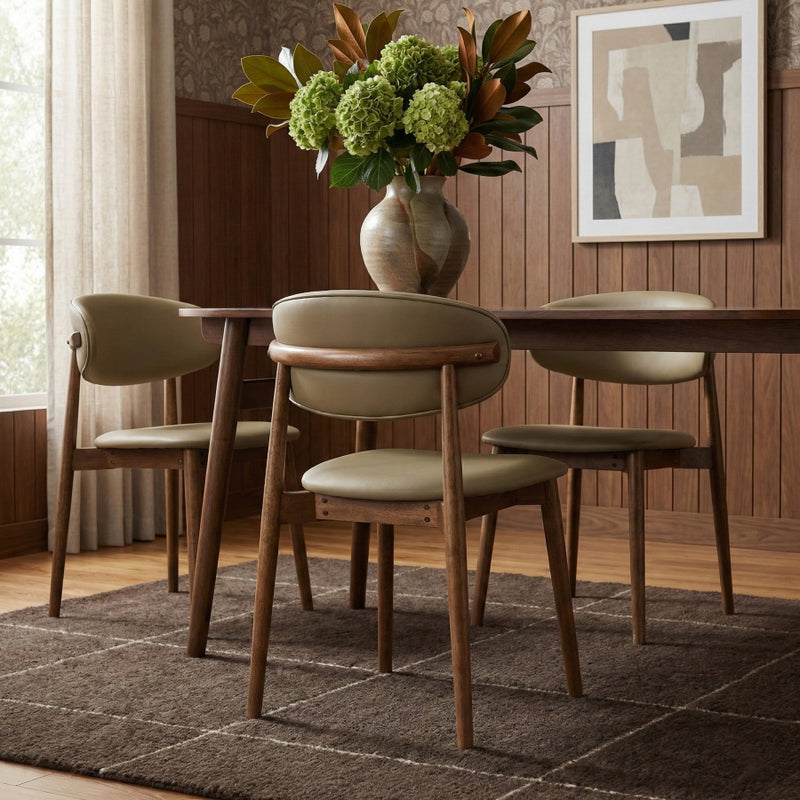 Leesa Vegan Leather Upholstered Dining Chair in Khaki, Set of 2 - 88034Khaki-C