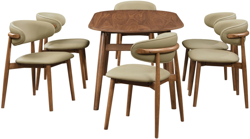Leesa Vegan Leather Upholstered Dining Chair in Khaki, Set of 2 - 88034Khaki-C