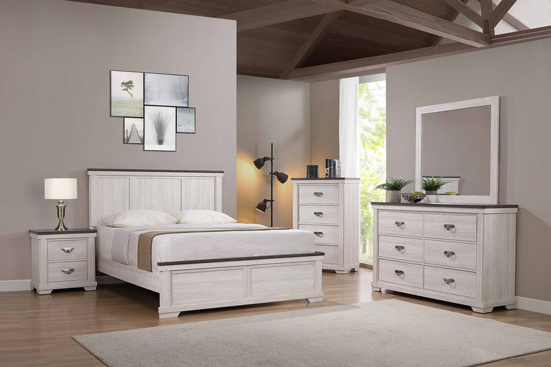 Leighton Cream/Brown Panel Bedroom Set - Gate FurnitureBedroom Set