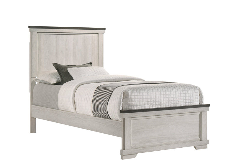 Leighton Cream/Brown Twin Panel Bed - Gate FurnitureTwin Bed