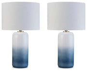Lemrich White/Teal Table Lamp (Set of 2) - L123874X2