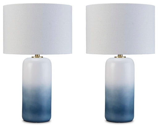 Lemrich White/Teal Table Lamp (Set of 2) - L123874X2