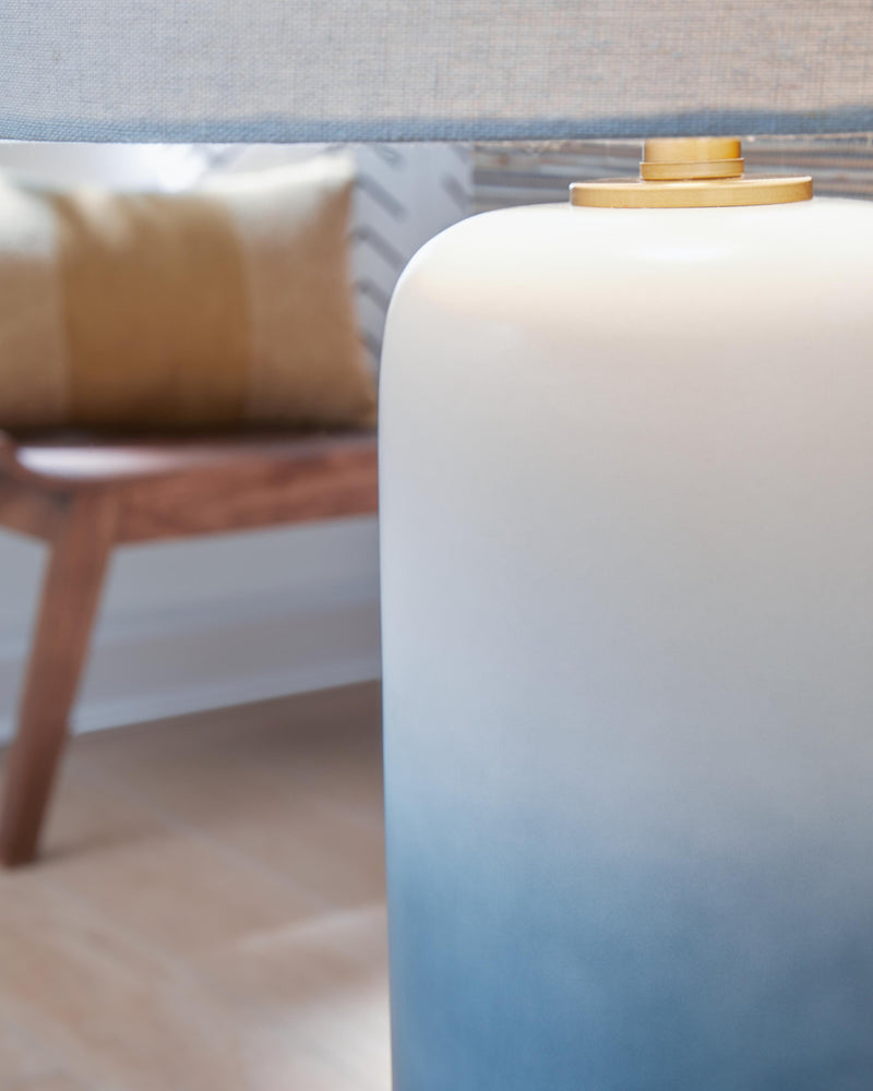 Lemrich White/Teal Table Lamp (Set of 2) - L123874X2