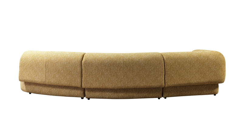 Lena Mustard Boucle 3 - Piece Curved Sectional - Gate FurnitureSectional