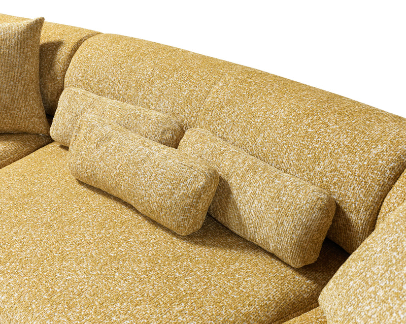 Lena Mustard Boucle 3 - Piece Curved Sectional - Gate FurnitureSectional