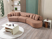 Lena Orange Boucle 3 - Piece Curved Sectional - Gate FurnitureSectional