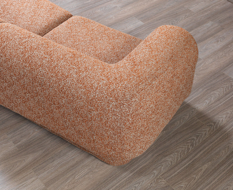 Lena Orange Boucle 3 - Piece Curved Sectional - Gate FurnitureSectional