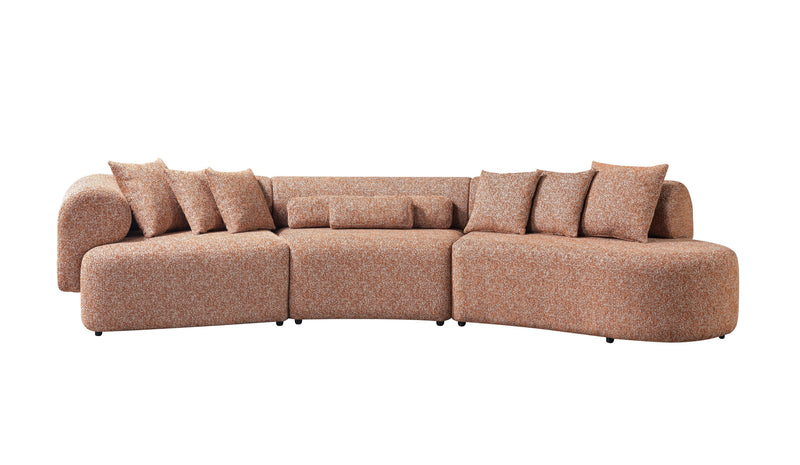 Lena Orange Boucle 3 - Piece Curved Sectional - Gate FurnitureSectional